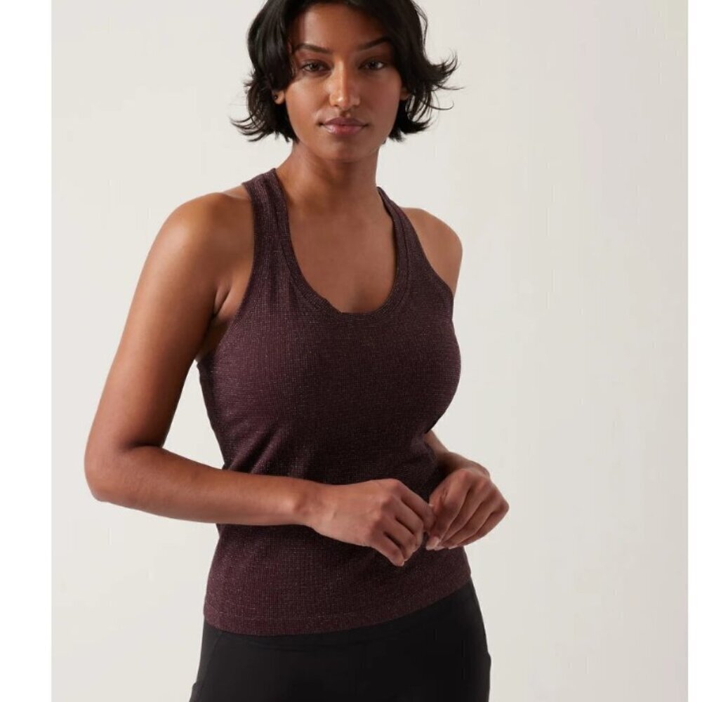 Athleta Momentum Shine Tank - L Cabernet Shine